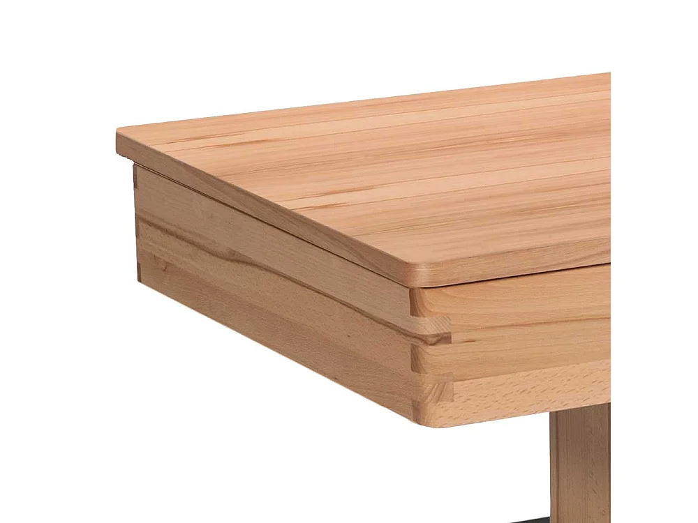 Wohnzimmertisch in Kernbuchefarben und Schwarz höhenverstellbar