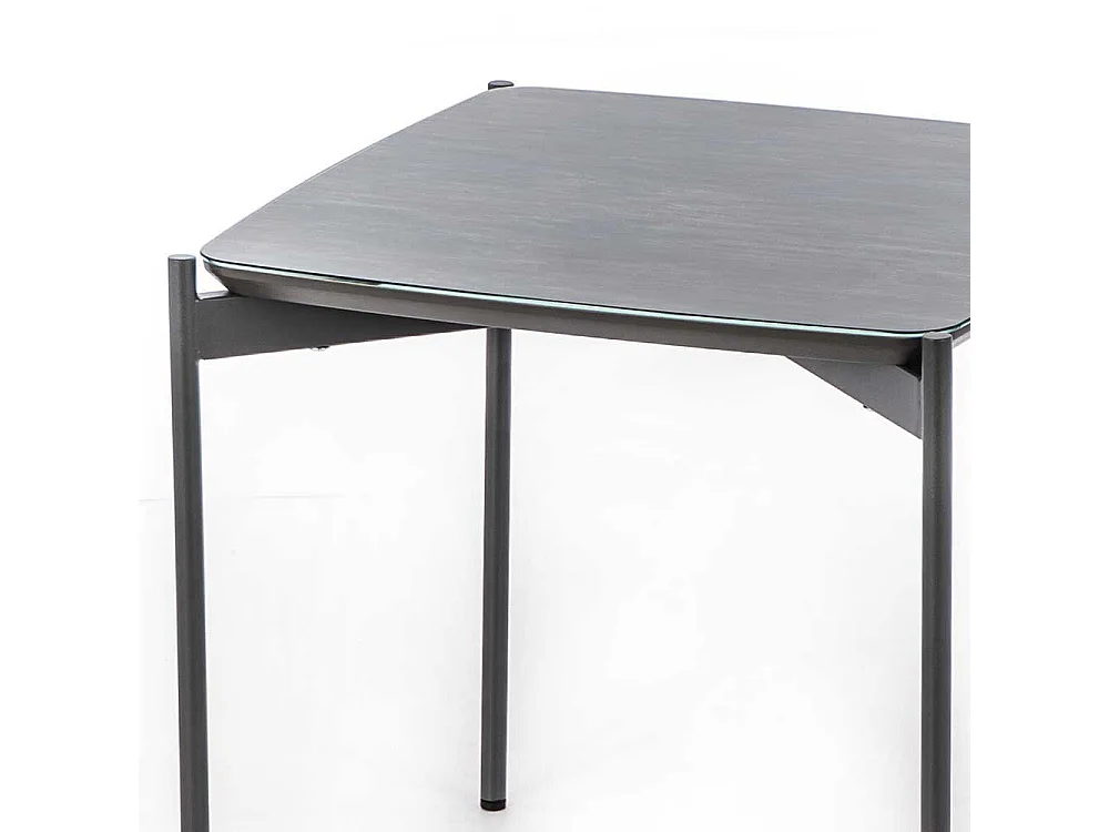 Glasbeistelltisch in Blaugrau und Dunkelgrau 45 cm breit