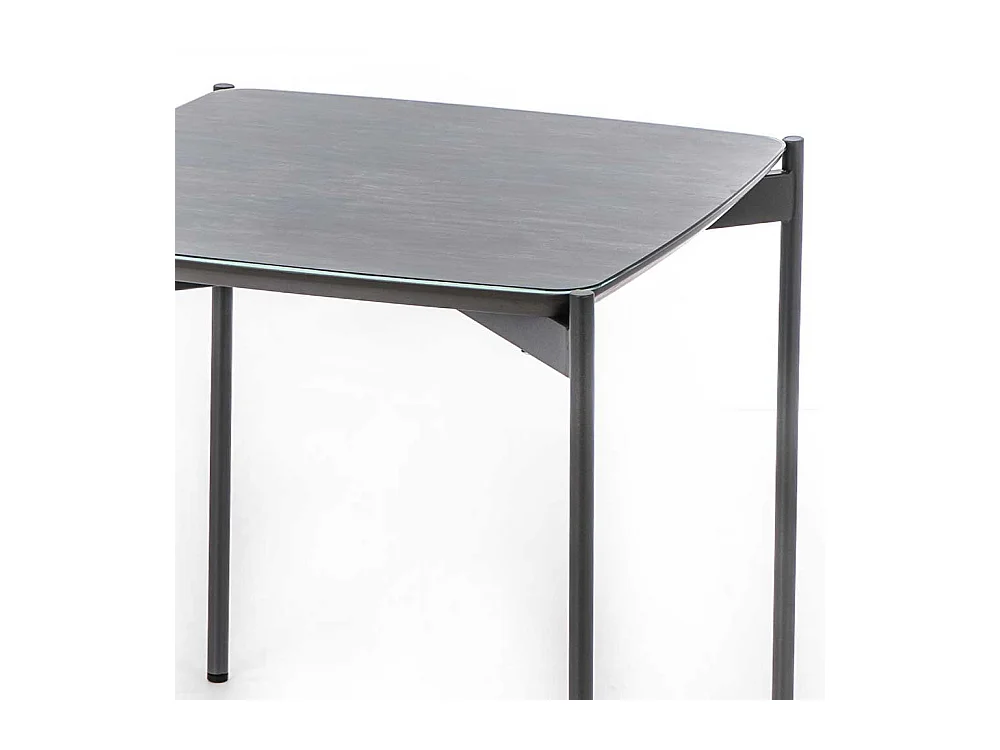 Glasbeistelltisch in Blaugrau und Dunkelgrau 45 cm breit