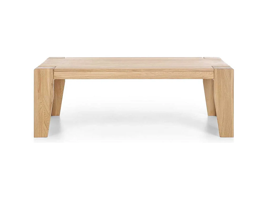 Holz Couchtisch aus Wildeiche Massivholz Vierfußgestell