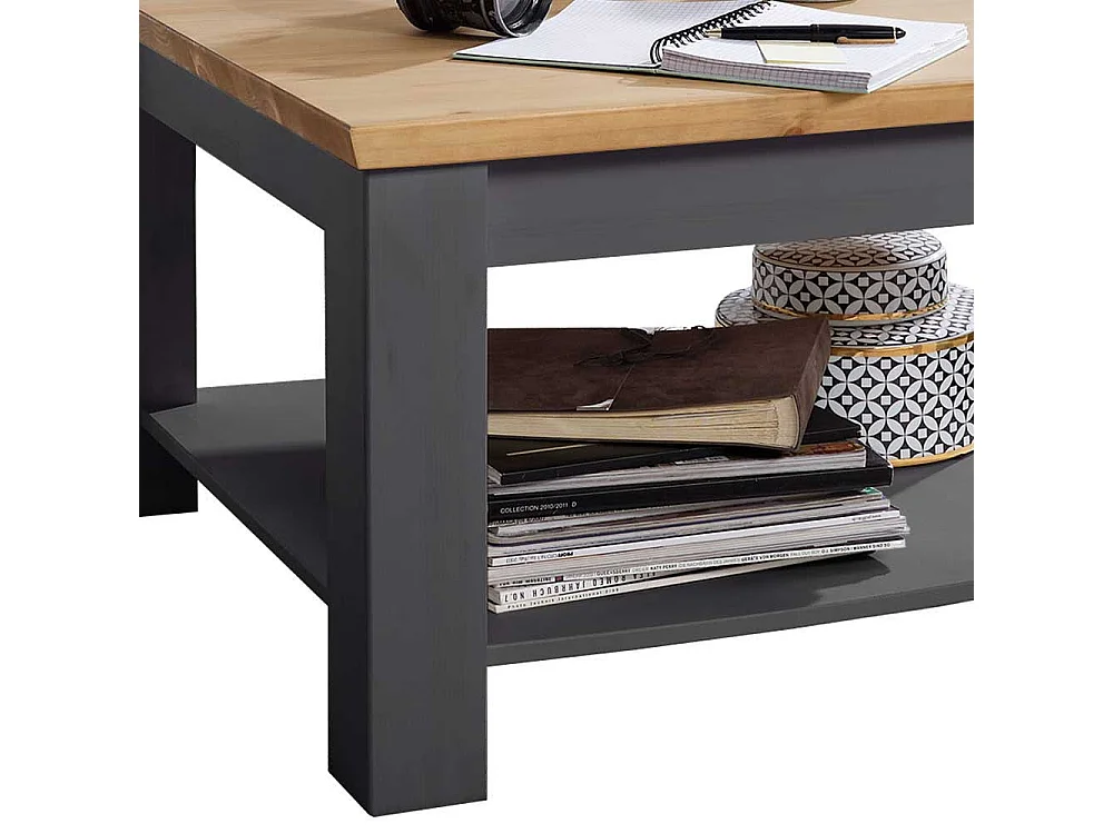 Couchtisch in Grau und Eichefarben Kiefer Massivholz