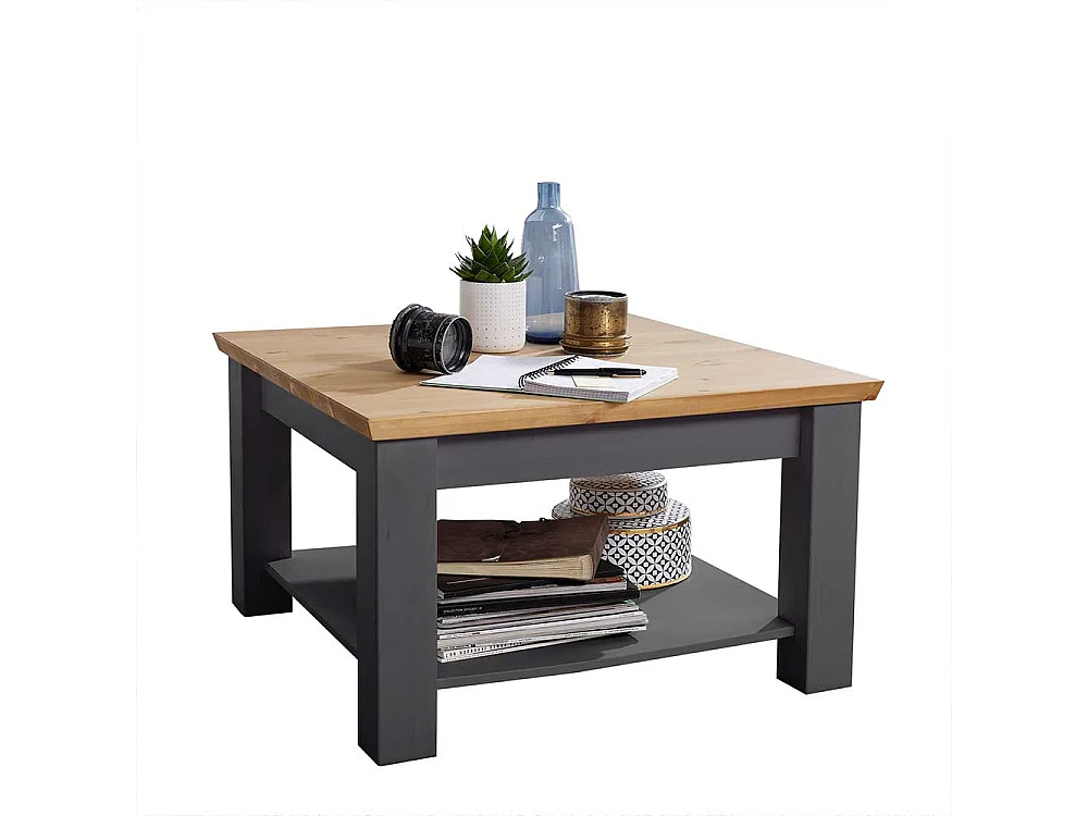 Couchtisch in Grau und Eichefarben Kiefer Massivholz