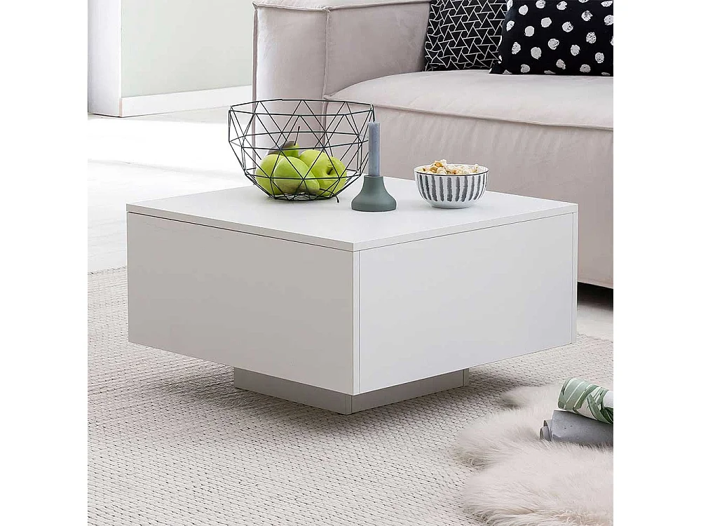 Couchtisch in Silberfarben und Weiß 60 cm breit