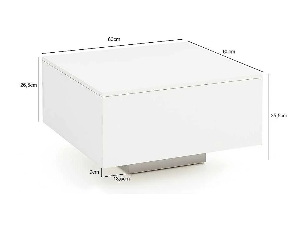 Couchtisch in Silberfarben und Weiß 60 cm breit