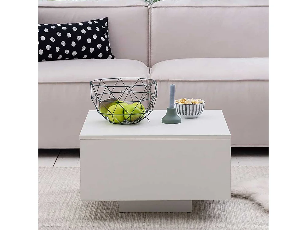 Couchtisch in Silberfarben und Weiß 60 cm breit