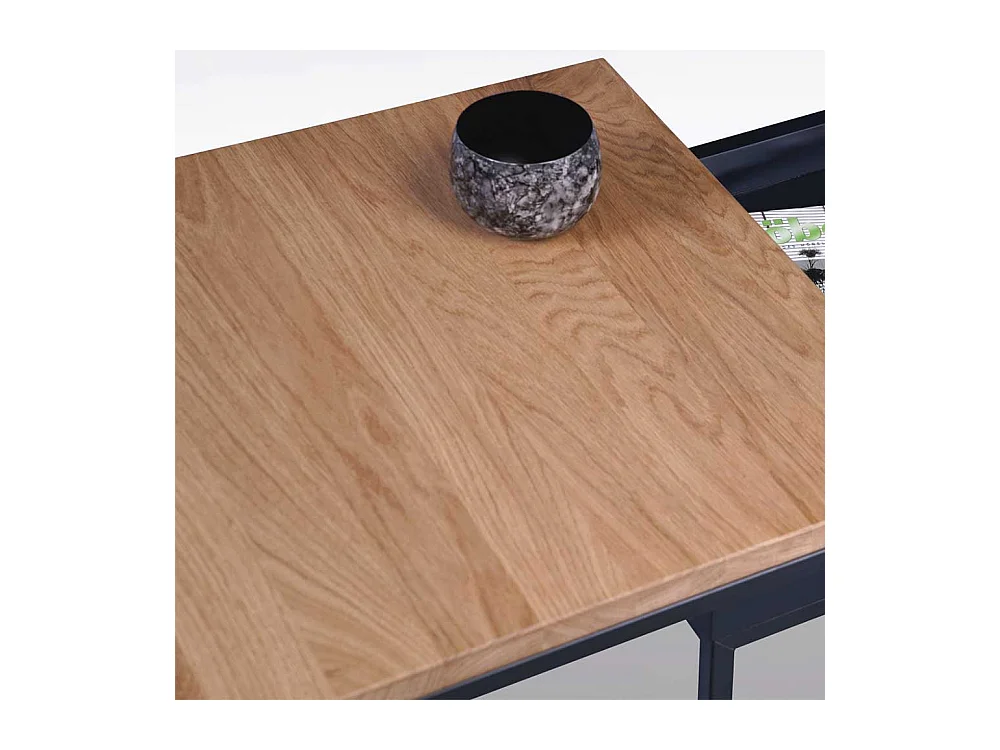Moderner Sofa Tisch aus Wildeiche Massivholz Metall
