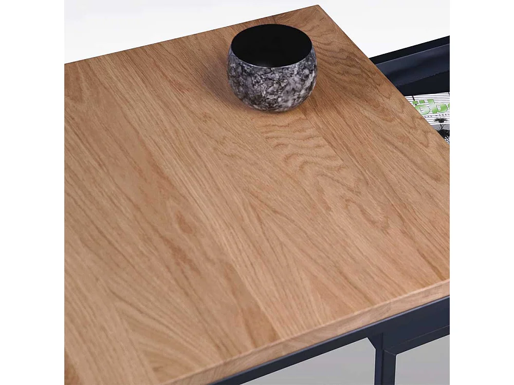 Moderner Sofa Tisch aus Wildeiche Massivholz Metall