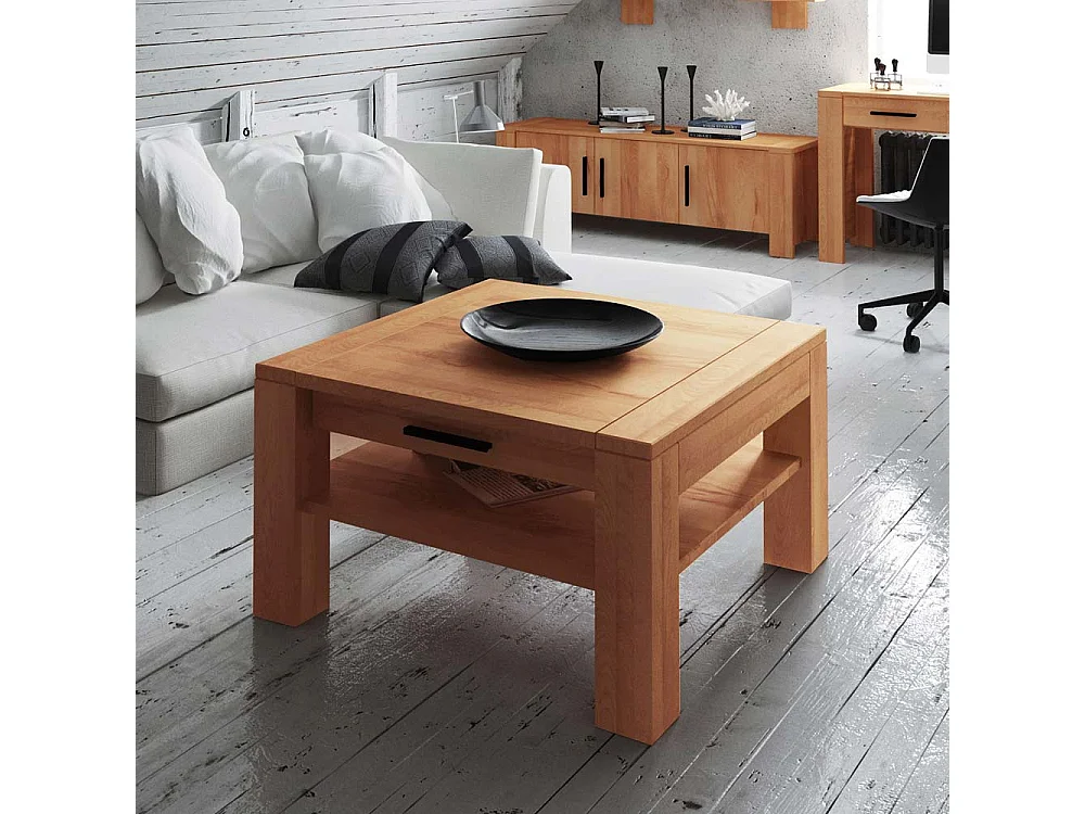 Wohnzimmertisch aus Kernbuche massiv geölt Schublade