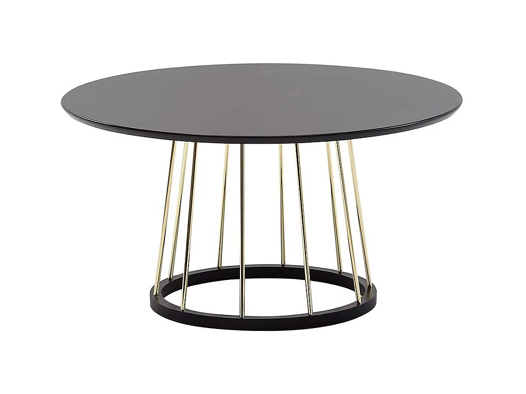 Designer Couchtisch in Schwarz und Goldfarben 80 cm Durchmesser