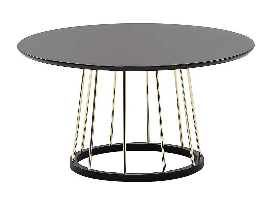 Designer Couchtisch in Schwarz und Goldfarben 80 cm Durchmesser