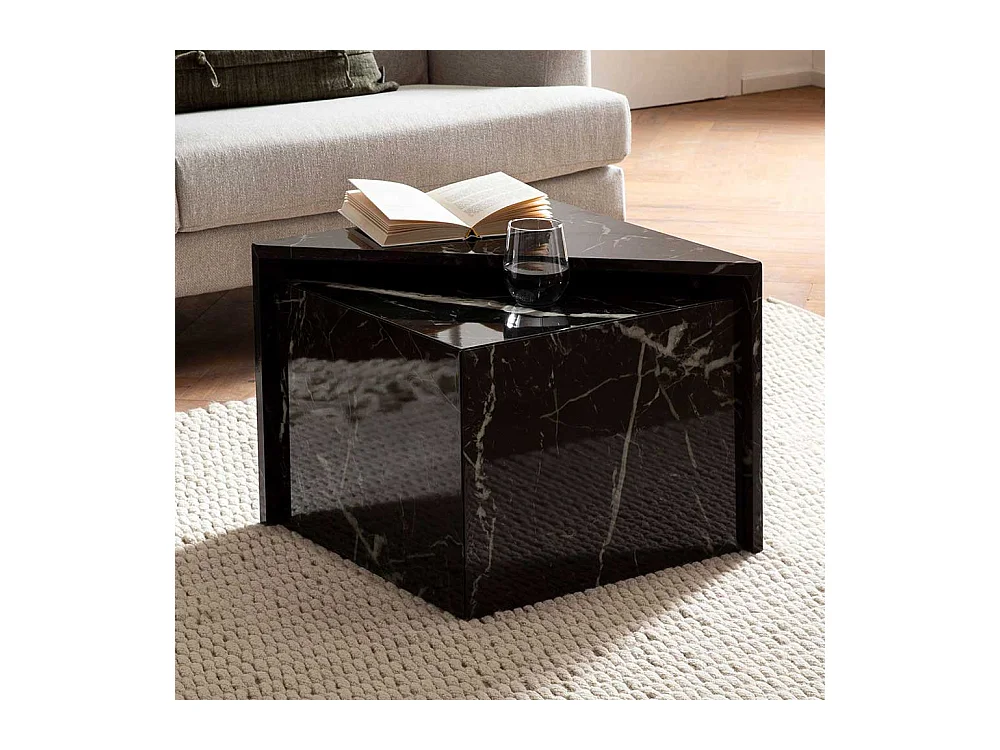 Designertische in Marmor Optik Hochglanz (zweiteilig)