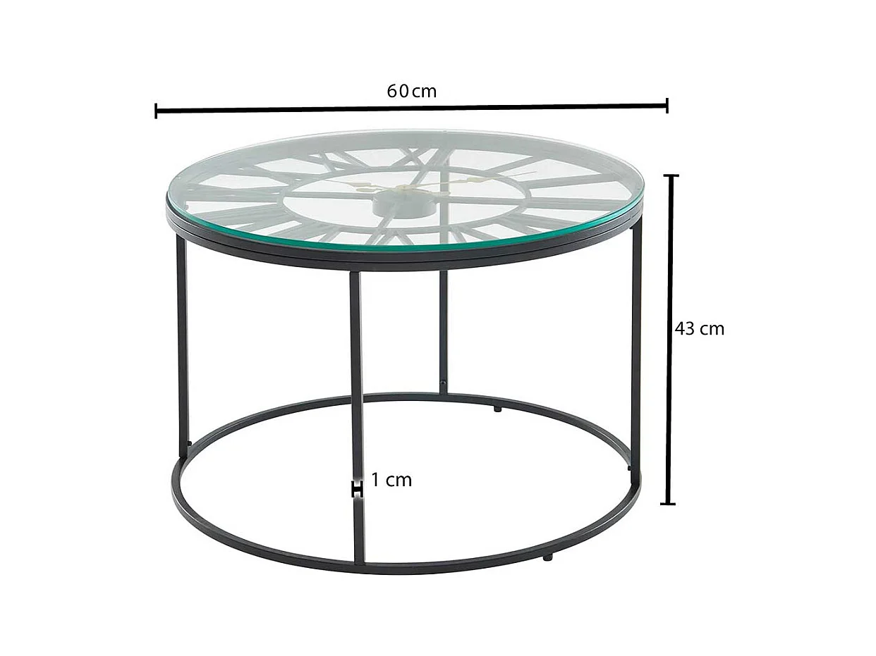 Couchtisch mit runder Glasplatte Ringgestell aus Metall
