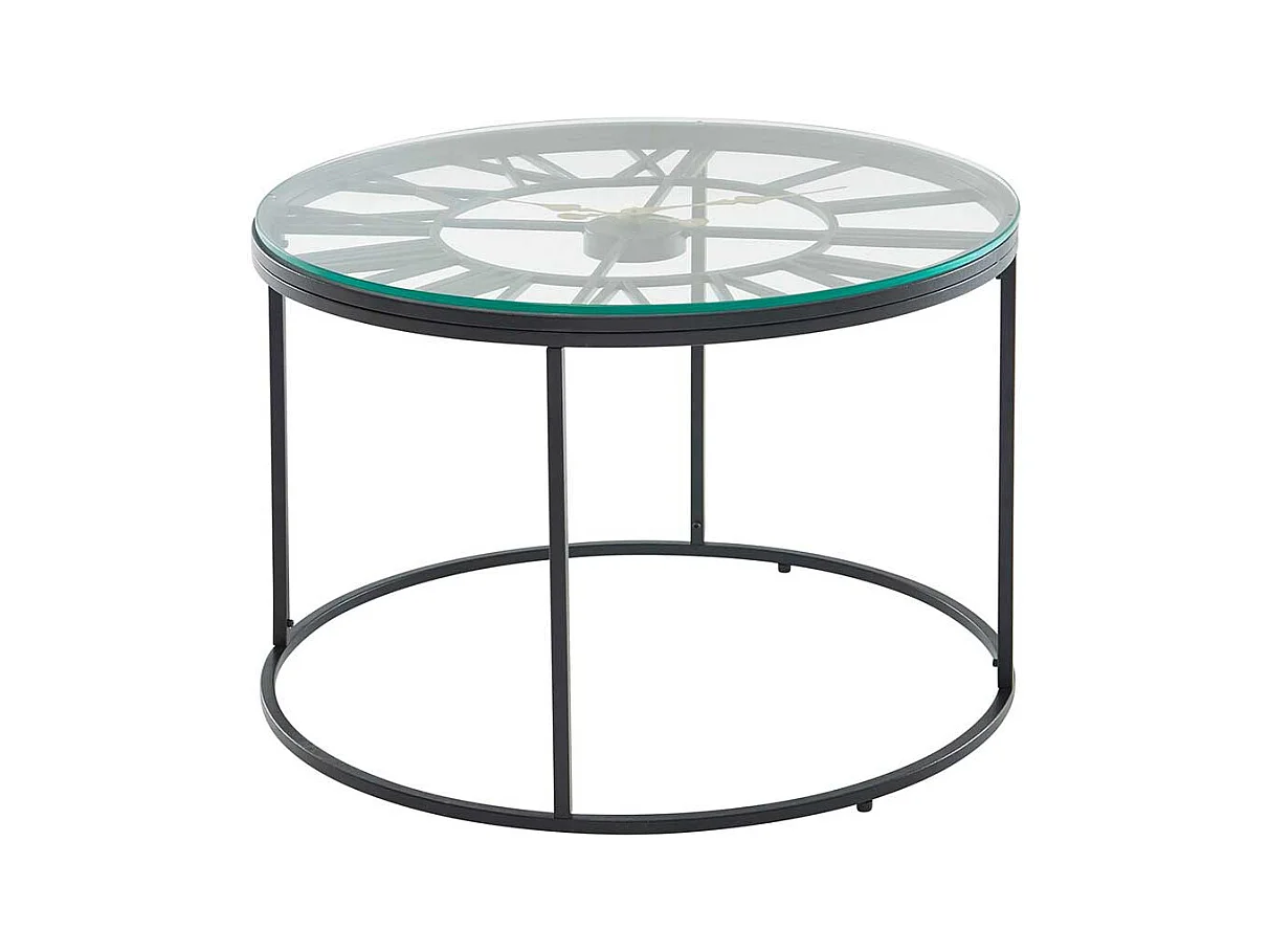 Couchtisch mit runder Glasplatte Ringgestell aus Metall