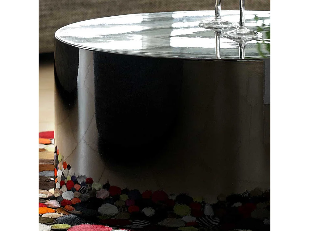 Design Sofatisch in Schwarz Hochglanz Zylinderform