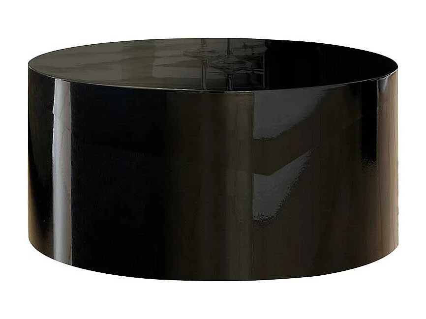 Design Sofatisch in Schwarz Hochglanz Zylinderform