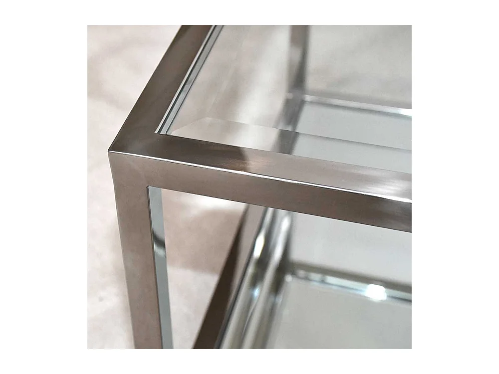 Moderne Couchtische aus Glas und Edelstahl Bügelgestell (vierteilig)