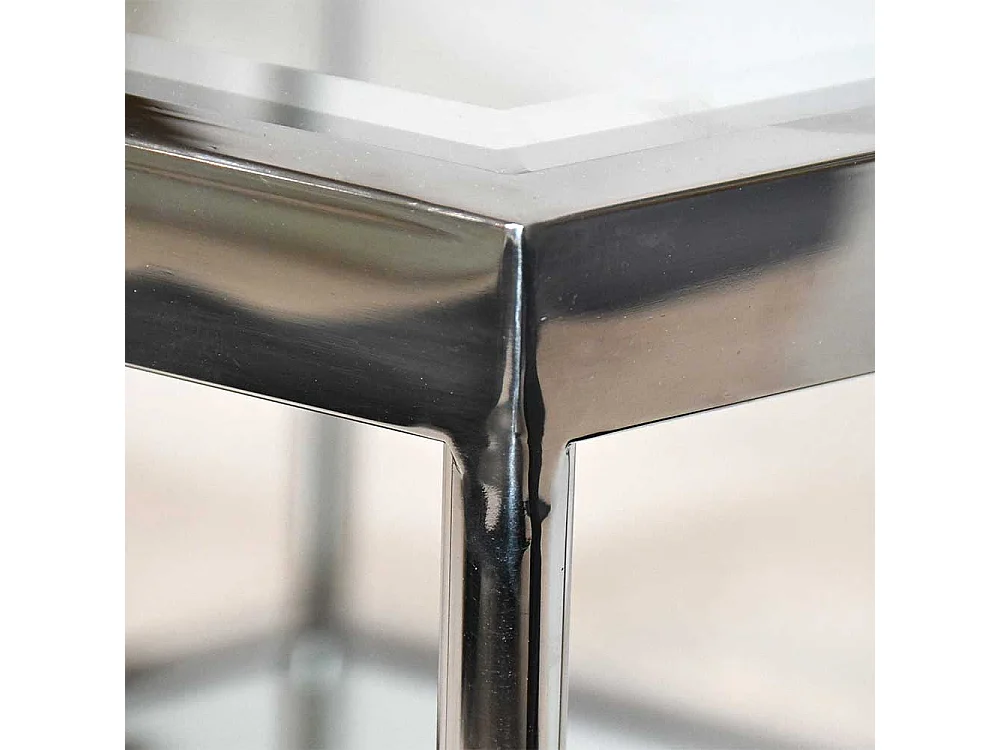 Moderne Couchtische aus Glas und Edelstahl Bügelgestell (vierteilig)