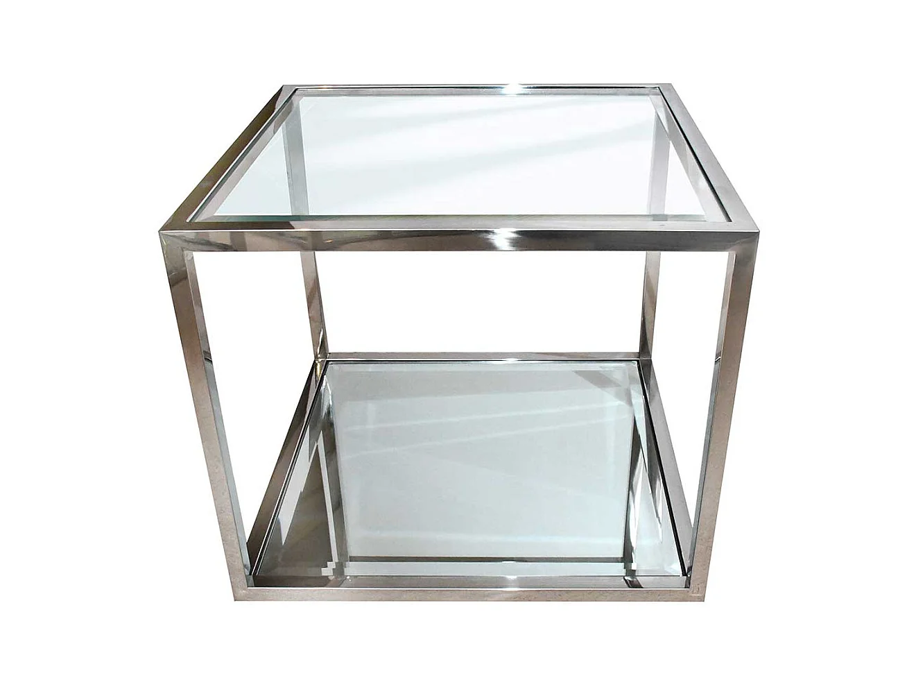 Moderne Couchtische aus Glas und Edelstahl Bügelgestell (vierteilig)