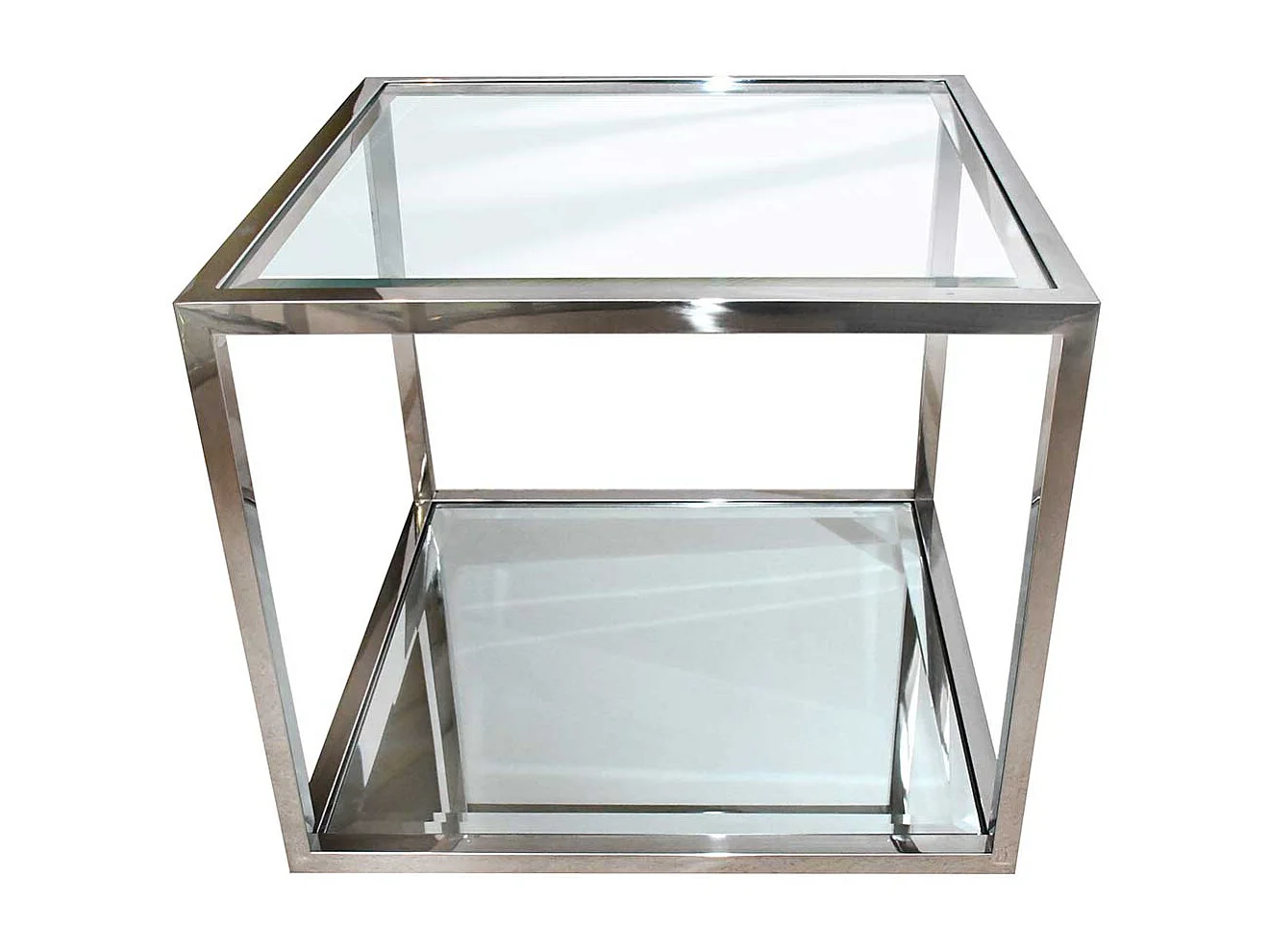 Moderne Couchtische aus Glas und Edelstahl Bügelgestell (vierteilig)