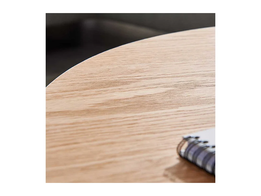 Runder Couchtisch in Eichefarben und Schwarz Ringgestell