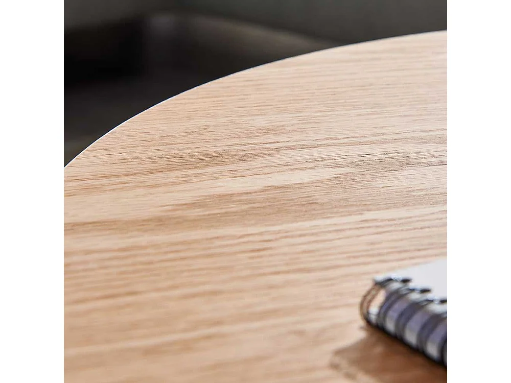 Runder Couchtisch in Eichefarben und Schwarz Ringgestell