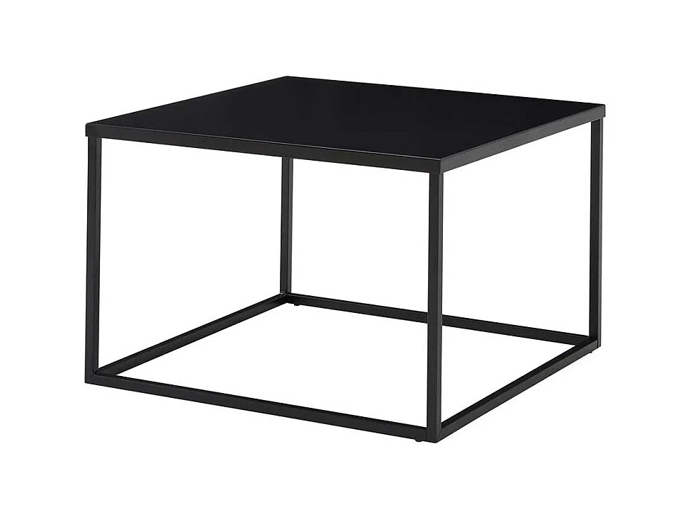 Schwarzer Sofatisch im Industrie und Loft Stil quadratischer Tischplatte
