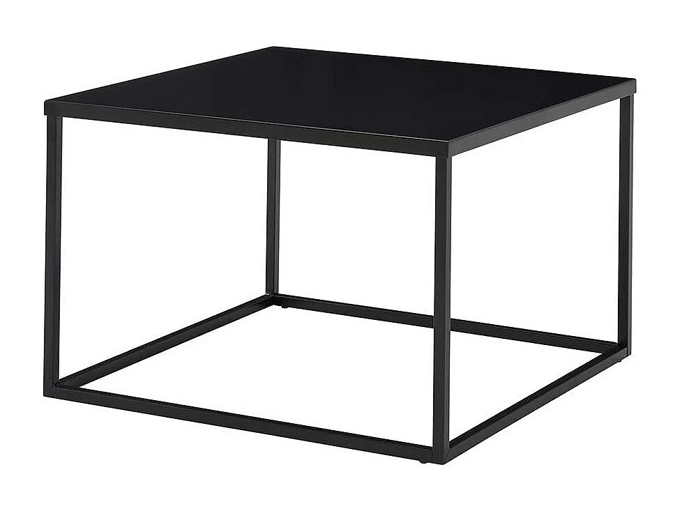 Schwarzer Sofatisch im Industrie und Loft Stil quadratischer Tischplatte