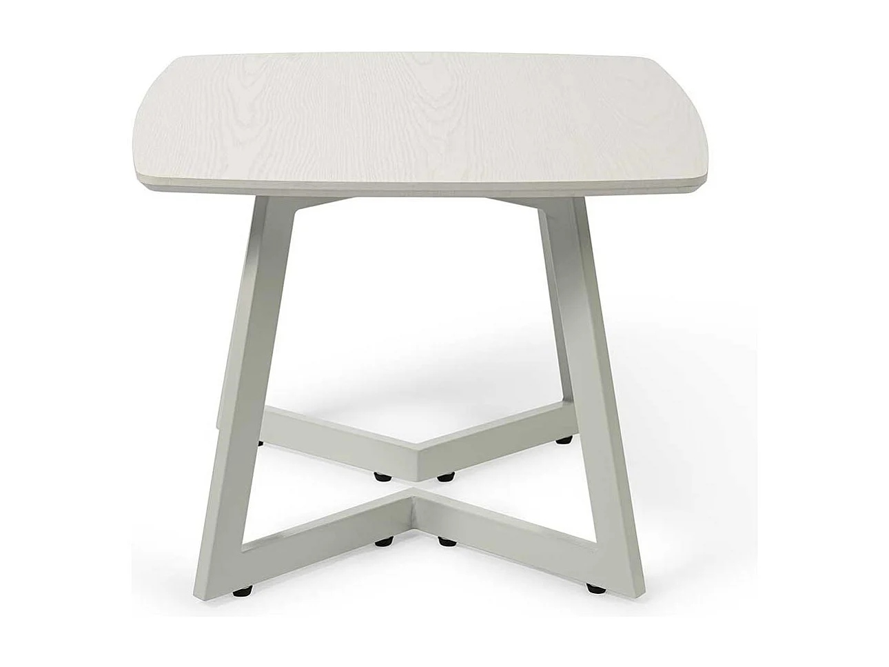 Quadratischer Couchtisch in Weiß Bügelgestell aus Metall