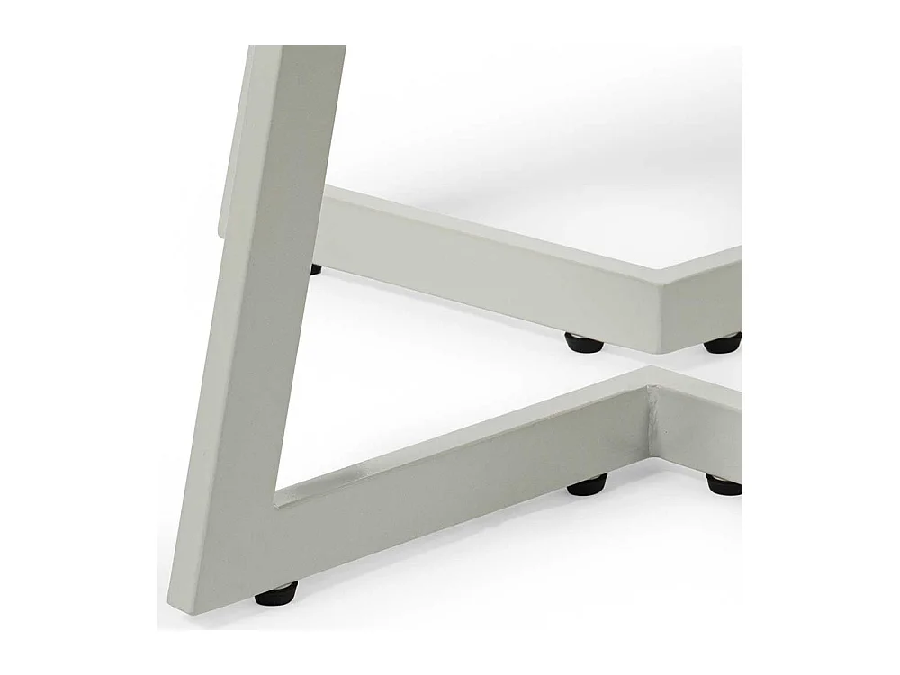 Quadratischer Couchtisch in Weiß Bügelgestell aus Metall