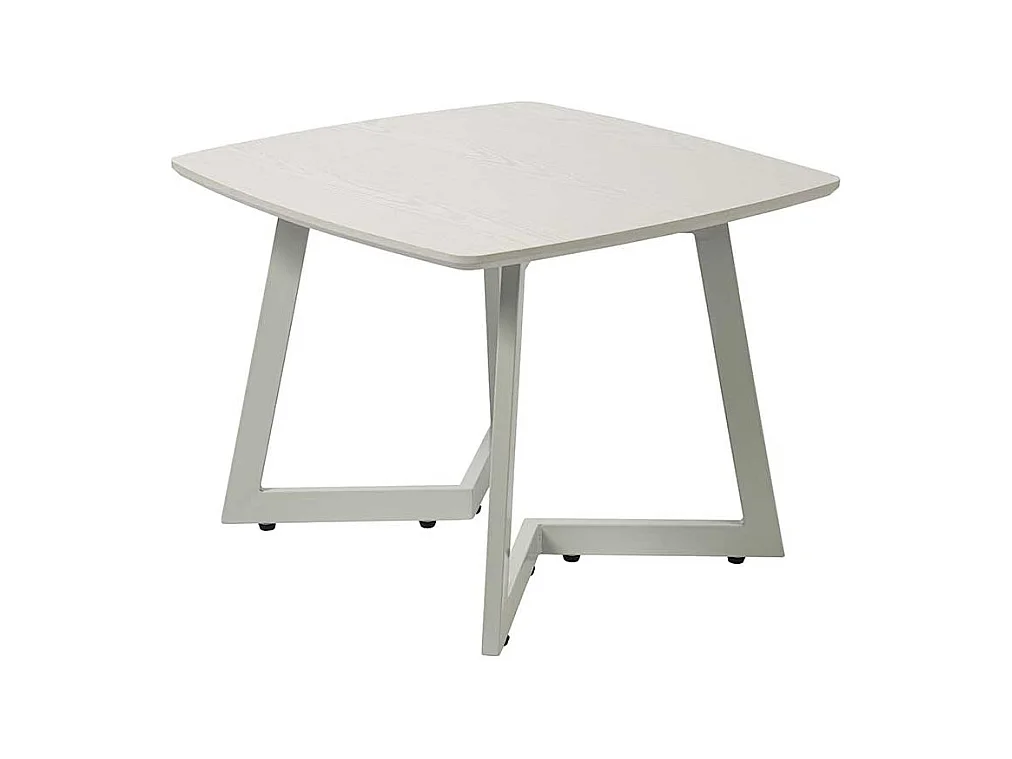 Quadratischer Couchtisch in Weiß Bügelgestell aus Metall