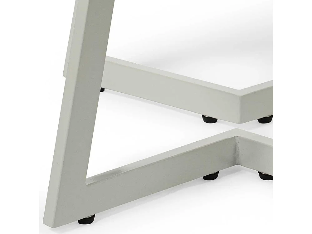 Quadratischer Couchtisch in Weiß Bügelgestell aus Metall