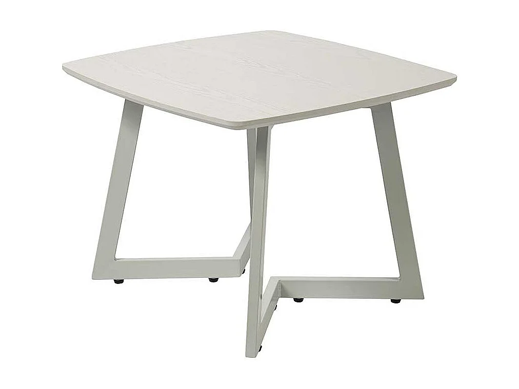 Quadratischer Couchtisch in Weiß Bügelgestell aus Metall