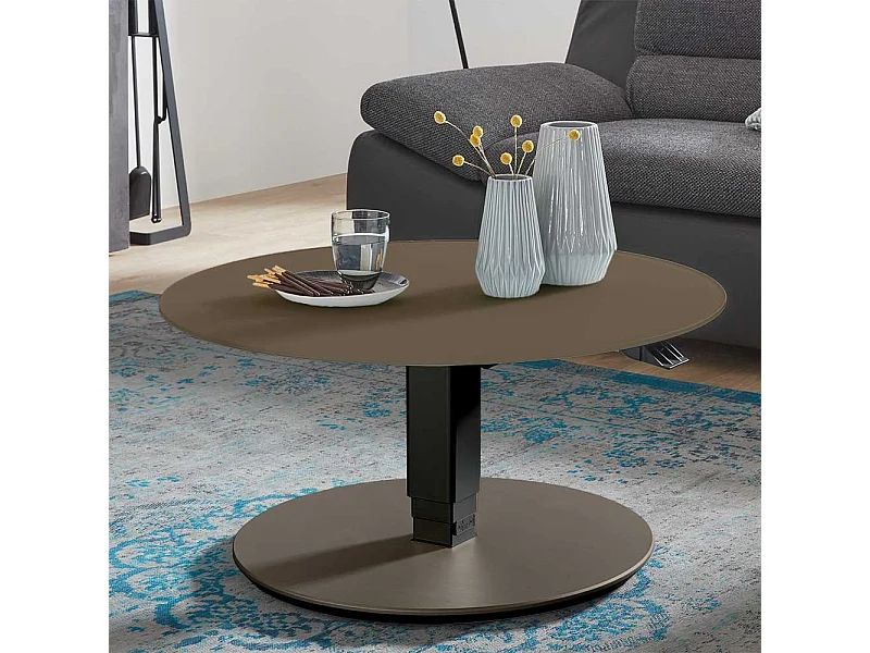 Salontisch höhenverstellbar in Beigegrau und Schwarz Made in Germany