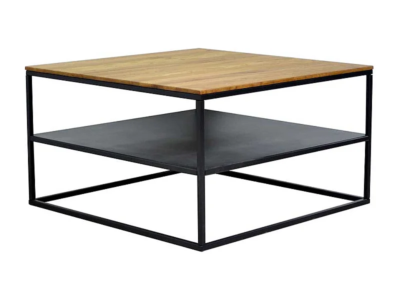 Couchtisch schwarz Metall und Wildeiche Bügelgestell
