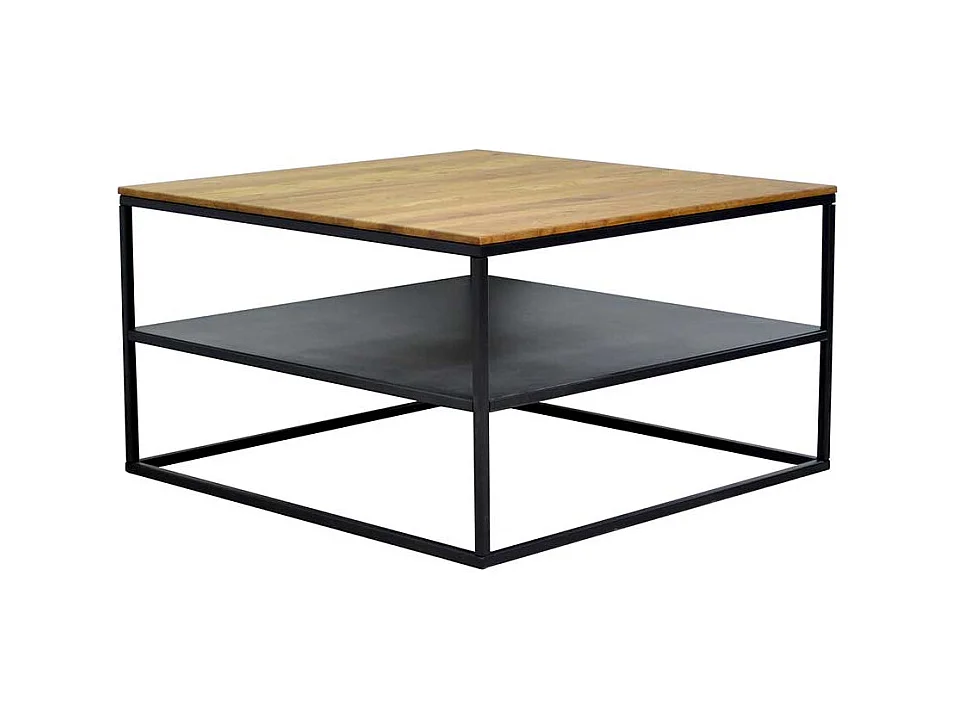Couchtisch schwarz Metall und Wildeiche Bügelgestell