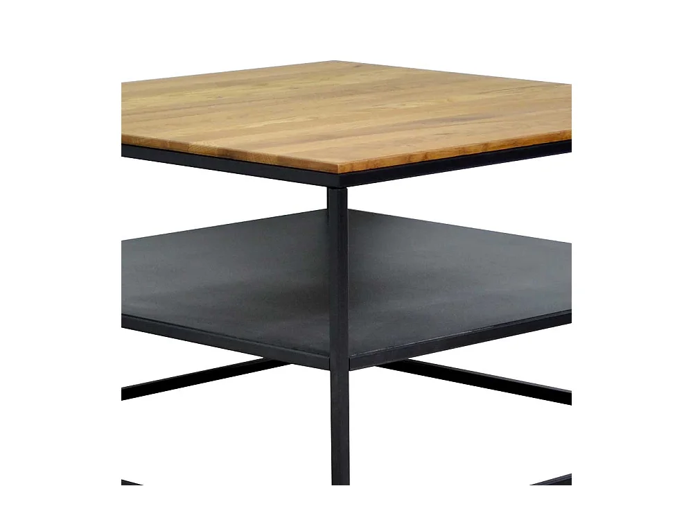 Couchtisch schwarz Metall und Wildeiche Bügelgestell