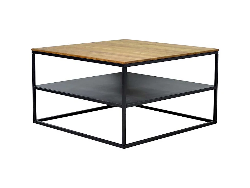 Couchtisch schwarz Metall und Wildeiche Bügelgestell