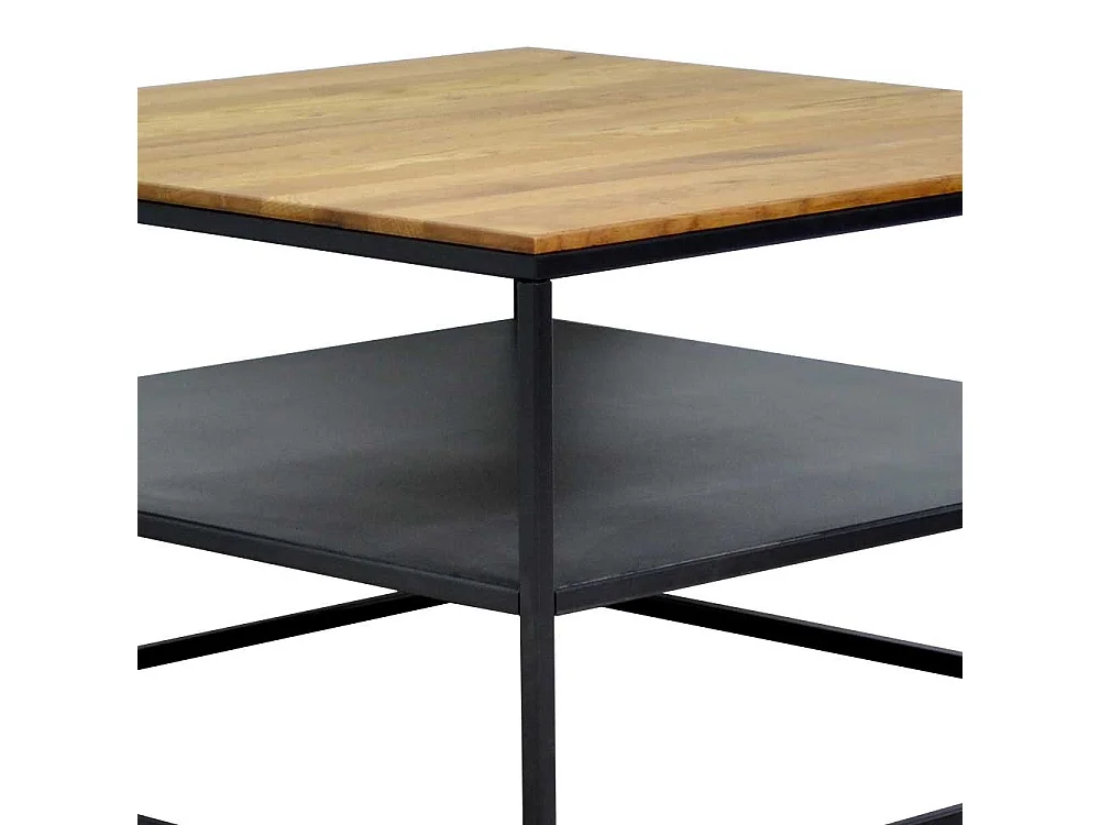 Couchtisch schwarz Metall und Wildeiche Bügelgestell
