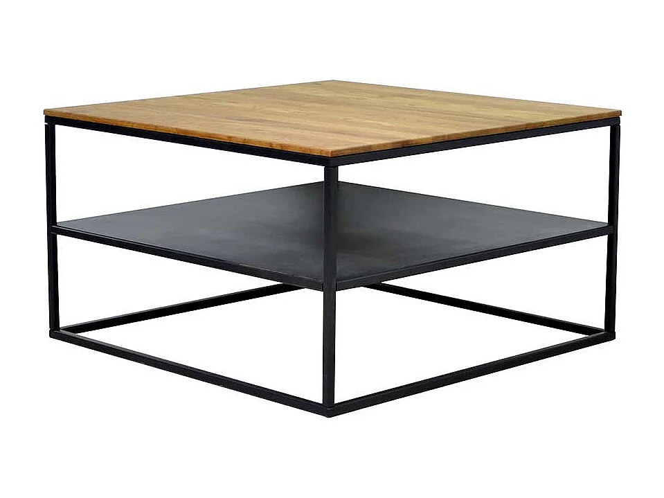 Couchtisch schwarz Metall und Wildeiche Bügelgestell