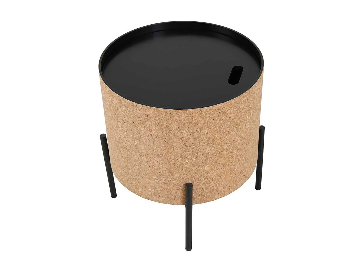 Couchtisch Set mit Kork Tischplatten abnehmbar 63 cm breit (zweiteilig)