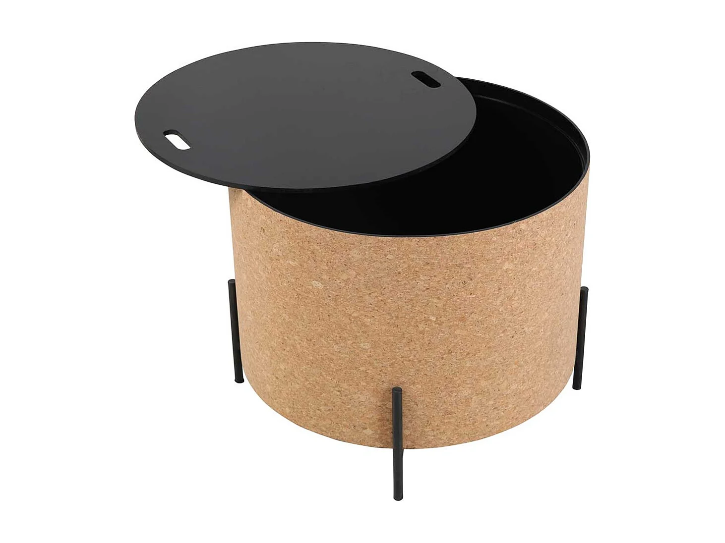 Couchtisch Set mit Kork Tischplatten abnehmbar 63 cm breit (zweiteilig)