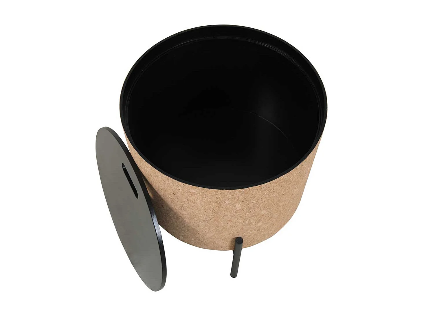 Couchtisch Set mit Kork Tischplatten abnehmbar 63 cm breit (zweiteilig)