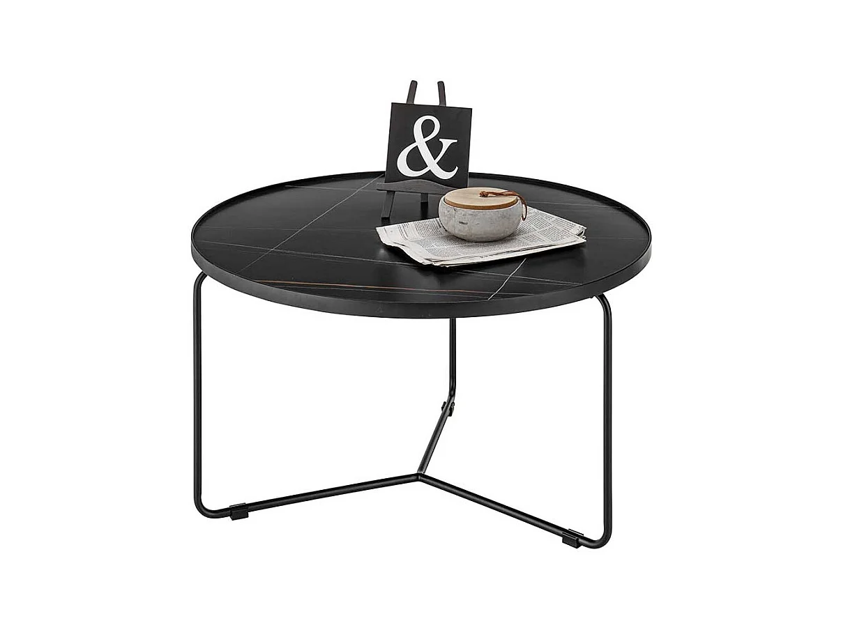 Designercouchtisch Set mit Keramikplatte Bügelgestell (zweiteilig)