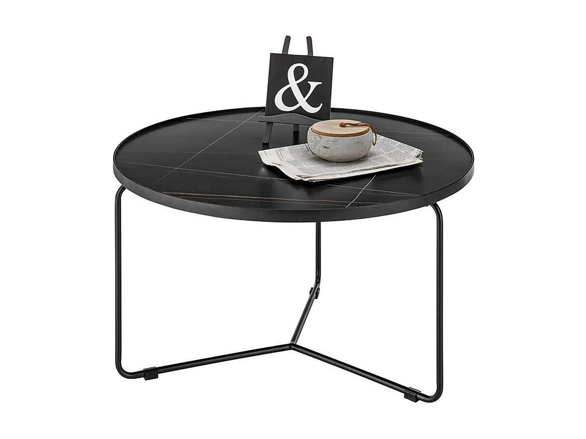 Designercouchtisch Set mit Keramikplatte Bügelgestell (zweiteilig)