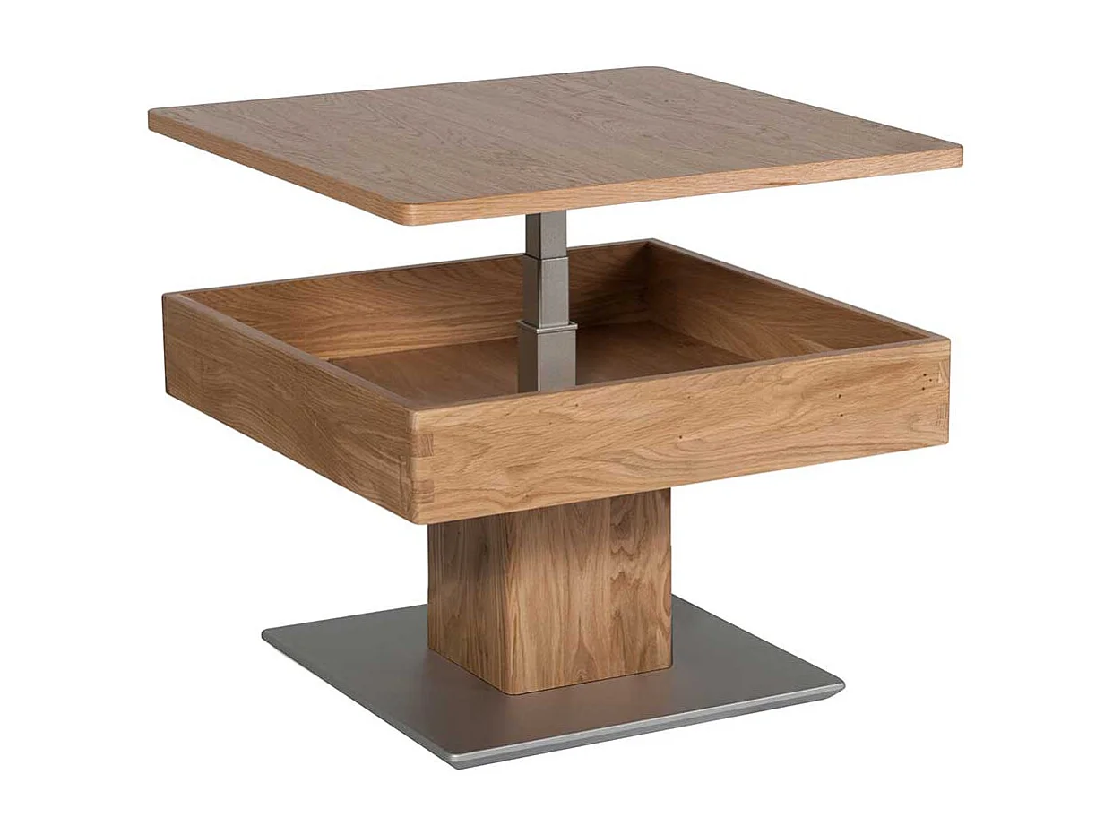 Designercouchtisch in Wildeichefarben Staufach