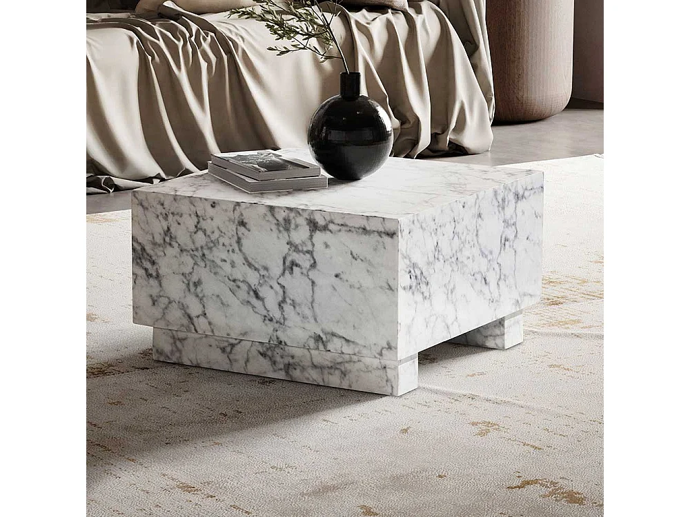 Wohnzimmer Tisch Couchtisch in Marmor Optik Hochglanz