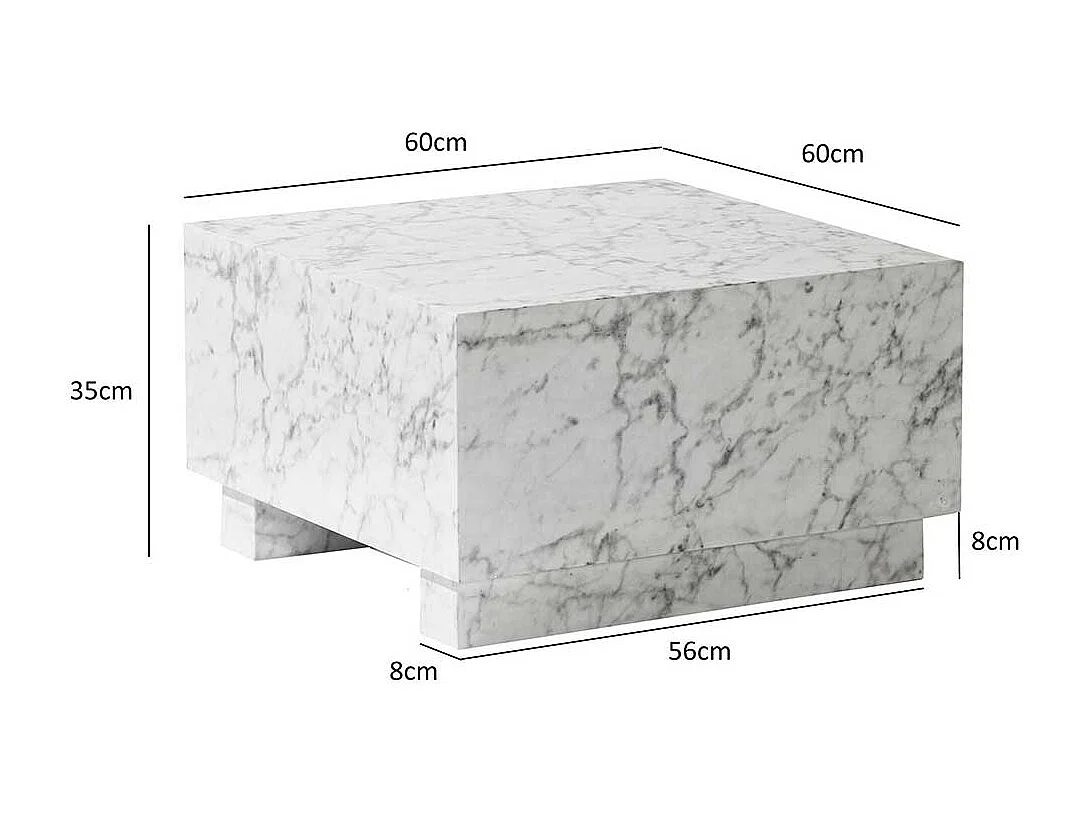 Wohnzimmer Tisch Couchtisch in Marmor Optik Hochglanz