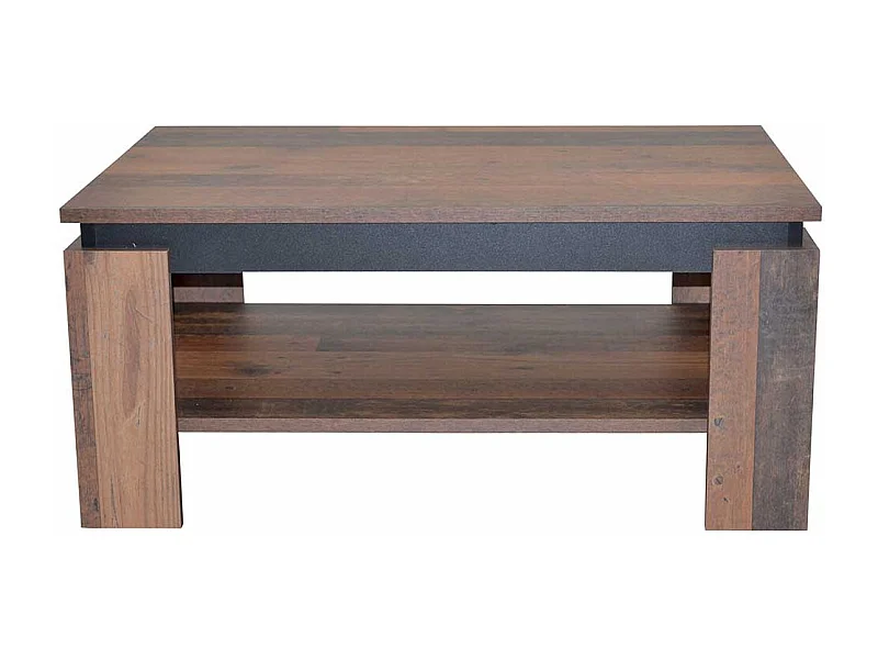 Wohnzimmer Tisch in Holz Antik Optik und Schwarz Ablage