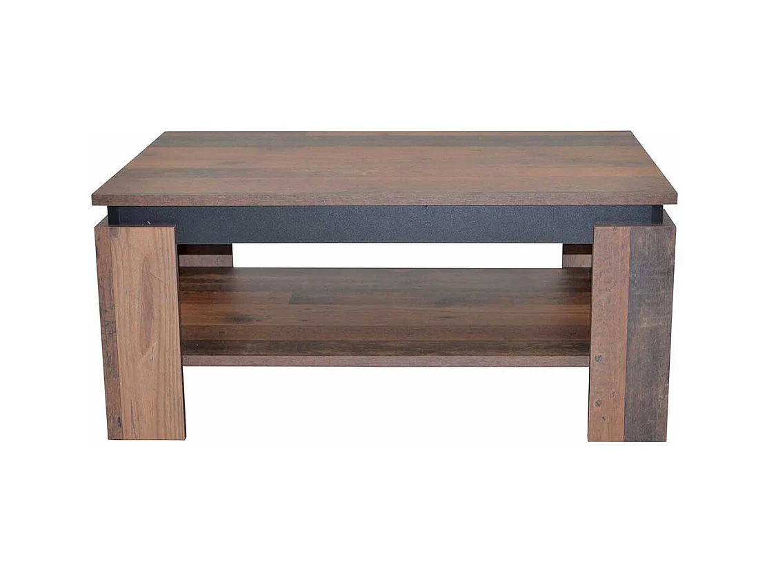 Wohnzimmer Tisch in Holz Antik Optik und Schwarz Ablage