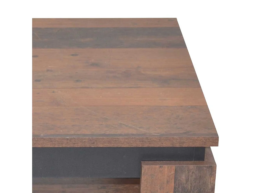 Wohnzimmer Tisch in Holz Antik Optik und Schwarz Ablage